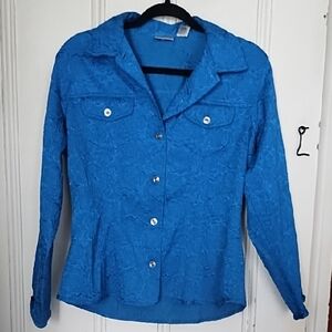 Blue Textured Button-Up Shirt